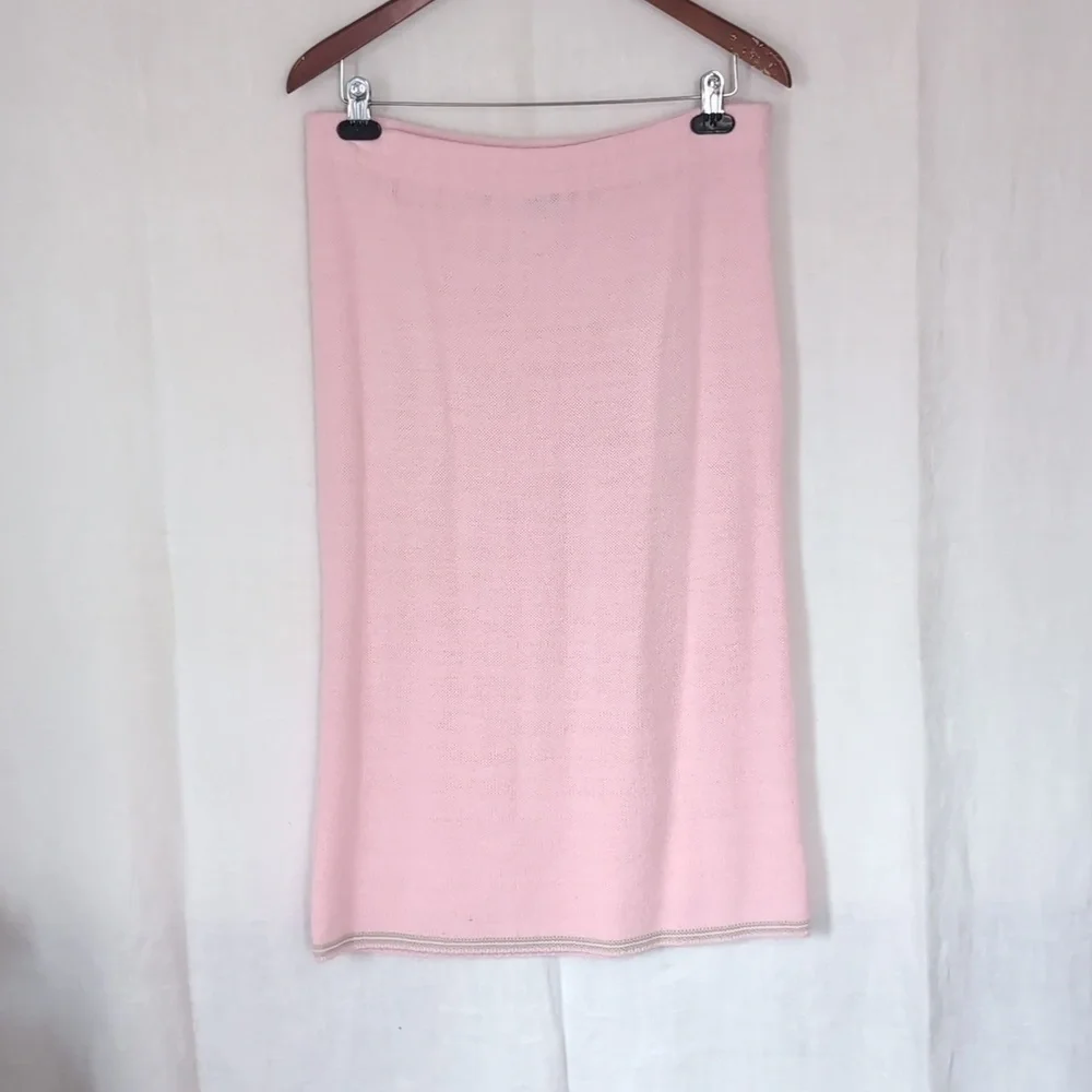 Vintage Garan by Marita Pastel Pink Knit Midi Skirt Size Medium